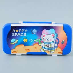 Double Compartment Pencil Box With Geometric Scales Space Theme Print - Blue-image-26