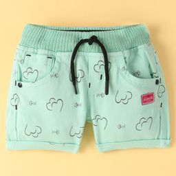 Olio Kids Cotton Woven Above Knee Length Shorts with Heart Print - Pista Green-picture-28