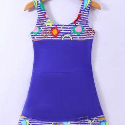 LOBSTER  Sleeveless Frock Swimsuit with Floral Print - Royal Blue-image-67