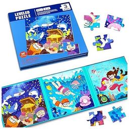 Happy Hues 3 in 1-Magnetic Story Jigsaw Puzzles for Kids-16-20-25 Piece -Puzzles Book for Toddlers-Travel Games- Preschool Educational Toys Kids-8