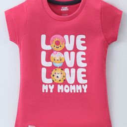 Pink Rabbit Sinker Knit Half Sleeves T-Shirt with Text Print - PInk-image-13