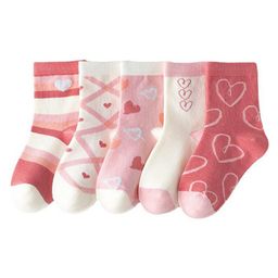 MOMISY Pack Of 5 Hearts Printed & Striped Tube Socks - Multi Colour-image-27