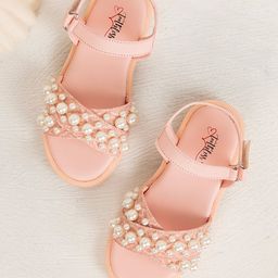 Toothless Pearls Embellished Sandals With Velcro Closure - Pink-image-8
