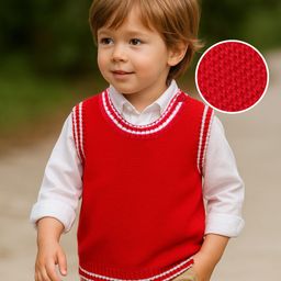 Babyhug Knit Sleeveless Solid Color Sweater Vest - Red-image-42