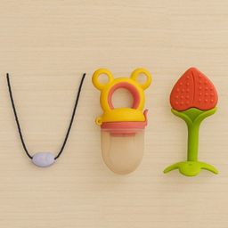 Badal Kidz Presents combo of 3 includes 1 Standing Fruit Teether ,1 Mickey Fruit Feeder and 1 tlismi moti - Peach, Pink-18
