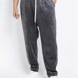 SHOWOFFFF Men Relaxed Tapered Fit Corduroy Pleated Trousers-picture-34