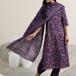 Libas Floral Printed Sequinned Straight Kurta With Salwar & Dupatta-picture-10