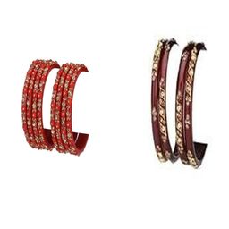 SOMIL Set Of 12 red and maroon Alloy Bangles-picture-29