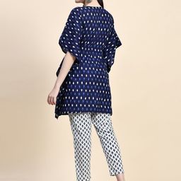 Flabae Ikat Printed Pure Cotton Kaftan Tunic & Trousers Co-Ord Set image 2