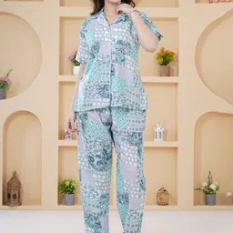 BAESD Floral Printed Pure Cotton Shirt & Trousers Co-Ord Set-89