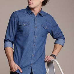 French Connection Premium Slim Fit Casual Denim Shirt-picture-9
