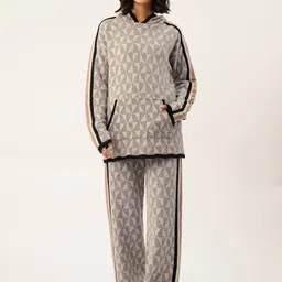APSLEY Self-Design Geometric Hooded Pullover Sweater & Trousers-46