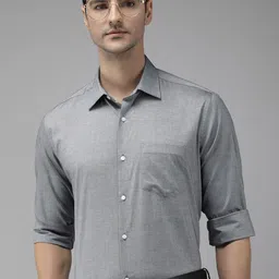 Van Heusen Men Grey Custom Fit Pure Cotton Formal Shirt-image-0