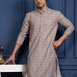 PulseIQ Men Embellished Cotton Straight Kurtas-picture-6