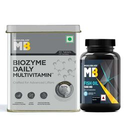MuscleBlaze Biozyme Daily Multivitamin, 90 Tablets + Fish Oil, 30 Capsules Combo-82