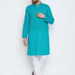 even Men Blue Solid Straight Kurta-image-75