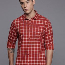 Louis Philippe Sport Super Slim Fit Plaid Checks Pure Cotton Shirt-picture-17