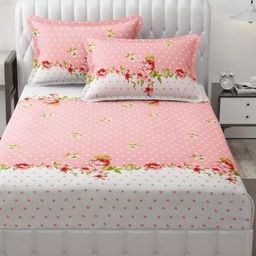 Aura Floral Printed 144 TC King Double Bedsheet with 2 Pillow Covers-image-75