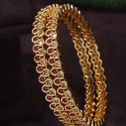 SGA FASHIO Set Of 2 Gold-Plated AD Studded Bangles-18