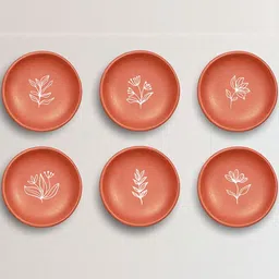 ALMIRO TREE Set of 6 Plant Illustrations Terracotta Wall Plates-picture-18