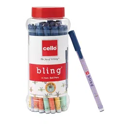 Cello Bling Ball Pen Cap Closure Type Blue Ink, 8907234013887 (Pack of 25)-114