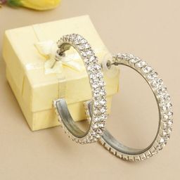StyleCast Silver-Plated Cubic Zirconia Studded Circular Half Hoop Earrings-image-90