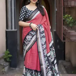 LeeliPeeri Designer Checked Zari Saree With Blouse Piece-7