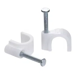 GENERIC Wire Fastener Cable Clips with Metal Nail White 8 mm Size 20 mm Clip Size Silver Cable Organizer (Pack of 100 )-picture-16