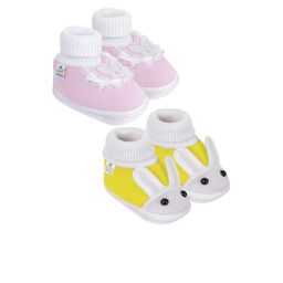 NESKA MODA 12 To 18 Months Non Slip Baby Girls Pack of 2 Pair Soft Cotton Butterfly Frill Booties-38