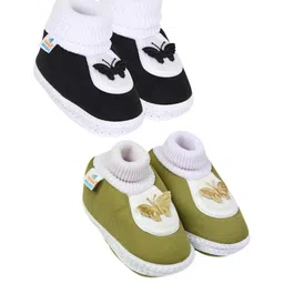 NESKA MODA Kids-Unisex Black Cotton Booties-picture-45