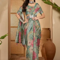Moda Rapido Teal Art Silk Striped Sarees-picture-46