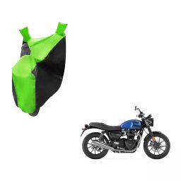 Auto Pearl Waterproof Two Wheeler Cover For Triumph Street Twin (Green & Black)-image-103
