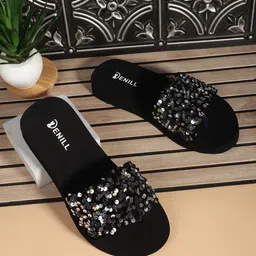 Denill Women Soft Bottom flats with Shiny  strap  Open Toe Flats image 2