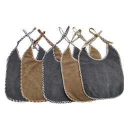 Trance Home Linen Waterproof Quick Dry Soft Terry Baby Bib Pack of 5 - Grey and Brown-18