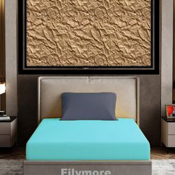 Filymore Plain Solid Single Bedsheet with Unique Colour Pattern Designer Bedsheet Made Of Pure Microfiber with 1 Pillow Cover - Aqua & Grey-image-32