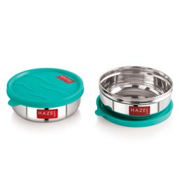 HAZEL Storage Containers for Kitchen Airtight Stainless Steel Lunch box Container for Storage Set of 2 300 ML Each - Silver-image-20