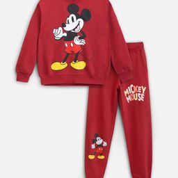 Nap Chief Pure Cotton Disney Featuring Full Sleeves Mickey Mouse Printed  Co Ord Set - Maroon-picture-45