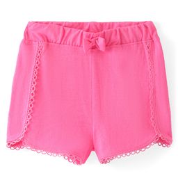 Babyhug Single Jersey Knit Mid Thigh Shorts with Bow Applique - Pink-image-41