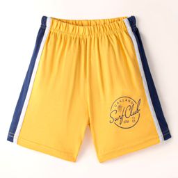 Taeko Single Jersey Knee Length Text Printed Shorts - Yellow-image-16