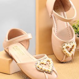 Oh! Pair Slip On Ballerina with Heart Applique & Velcro Closure - Pink-image-70