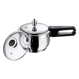 Vinod 18/8 Stainless Steel Splendid Plus Handi Shape Outer Lid Pressure Cooker - 1.5 L with Extra Glass Lid (Induction Friendly)-image-28