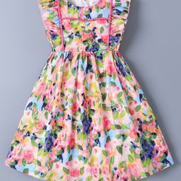 Mark & Mia Frill Sleeves Dress With Floral Print - Multicolor-image-46
