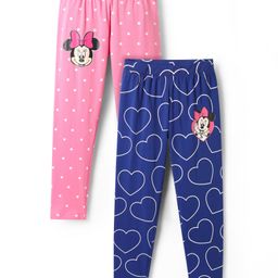 HoneyHap Disney Lycra Knit Full Length Leggings with Minnie Mouse & Family Graphics Pack of 2 - Pink & Blue-image-42
