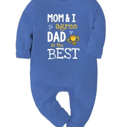 Zeezeezoo 100% Cotton Fathers Day Theme Full Sleeves Mom & I Agree Dad Is The Best Text Printed Romper - Mid Blue-picture-33