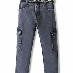 Rikidoos Denim Woven Washed Jeans With Belt - Blue-image-85