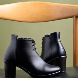 Shoetopia Solid Zipper Closure Boots - Black-image-95