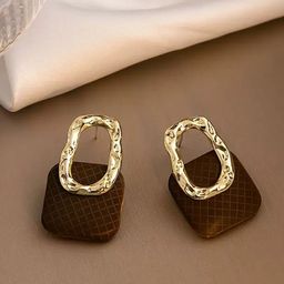 FIMBUL Gold-Plated Textured Geometric Shaped Studs-11