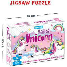dreamland publications Magical Unicorn Jigsaw Puzzle for Kids with Colouring & Activity Book and 3D Model - 96 Pieces image 2