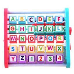 YAMAMA Multi Function Educational 5 Side Learning Shelf With Triangle Toys Alphabet Blocks Abacus Clock for Kids - Multicolor image 2