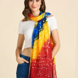 Dupatta Bazaar Women Bandhini Stole with lace-image-2